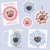 Scandinavische krans foto rood en wit feestdagenkaart