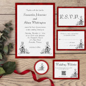 Scarlet Velvet en  Ornament bruiloft Kaart