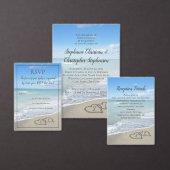 Harten in het Zand Beach Bruiloft Custom Monogram Kaart (Personaliseer de collectie van deze zelfstandige maker.)