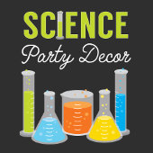 Science Party Favor Labels in blauw Cadeaulabel