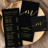 Professioneel Modern Script Zwart Goud Monogram Visitekaartje
