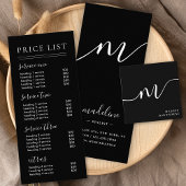 Chic Black Calligraphy Business QR Code prijslijst Reclamebord Met Voetstuk