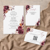Elegante Boho Burgundy Herfst Bloem Bruiloft Cadeaulabel (Personaliseer de collectie van deze zelfstandige maker.)
