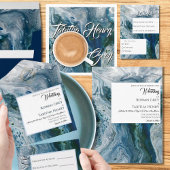 Sea Blues Alcohol Ink Wedding Invitation Elegance All In One Uitnodiging
