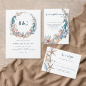 Zee Wreatsstarfish Shell Seahorse Wedding Details Informatiekaartje (Personaliseer de collectie van deze zelfstandige maker.)