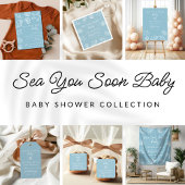 Dusty Blue Sea You Soon Thank You Baby Shower Vierkante Sticker