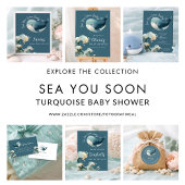 Sea You Soon Whale Ocean Turquoise Baby Shower Kaart