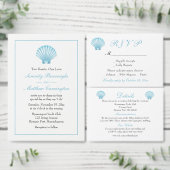 Seashell Vrijgezellenfeest Nautisch Blauw Strand K Uitnodiging Briefkaart (Personaliseer de collectie van deze zelfstandige maker.)