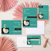 Zeeschelp en harten, strand bruiloft Save the Date Magneet (Personaliseer de collectie van deze zelfstandige maker.)