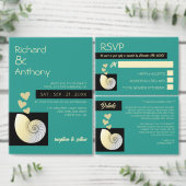 Zeeschelp en harten, strand bruiloft Save the Date Magneet (Personaliseer de collectie van deze zelfstandige maker.)