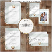 Seashell Watercolor Minimalist Beach Wedding Kaart