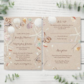 Zeeshells en zeestervis op het strand bruiloft kaart (Personaliseer de collectie van deze zelfstandige maker.)