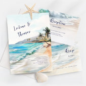 Waterverf Palm Tree Tropical Beach Wedding Save The Date