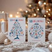 Nautische Zeeen Kustkerstfeest Kaart