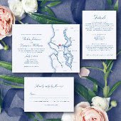 Elegant Navy Blue Script Names Wedding Uitnodigingen Wikkel