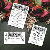 Zwart-wit Victoriaans Cherubs bruiloft Menu