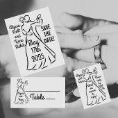 Zwart-wit Ballroom Dansers Bruiloft Kaart