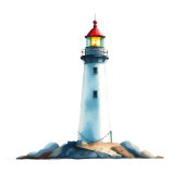 Serene Blue Watercolor Lighthouse Plaatskaartje