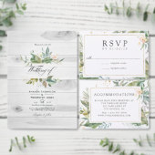 Serenity Waterverf Greenery Geometric Wedding Save The Date (Personaliseer de collectie van deze zelfstandige maker.)