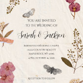 Shabby Chic Wedding geperste bloemen Save the Date Briefkaart