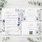 Sade of Royal Blue Ivory Wedding Website QR Code Informatiekaartje (Personaliseer de collectie van deze zelfstandige maker.)