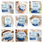 Jongens onder het Zee Ocean Shark 5th Birthday Spandoek