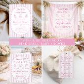 Ze komt hier gauw Roze Schelpen Baby Shower Bedankkaart