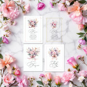 Blush Bloemen Bow "Fancy One" Eerste Verjaardag Vellum Uitnodigingen