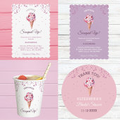 Lila geschept ijs Vrijgezellenfeest Servet