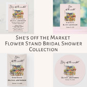 Ze is van de markt boerderij kraam bruidsfeest ronde sticker