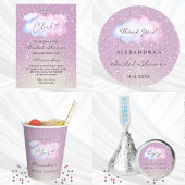Roze Glitters Trendige Cloud Bruidsfeest Dank Je Ronde Sticker