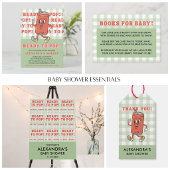 Klaar om te barsten Baby Shower Groen Gingham Beda Cadeaulabel