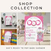 Ze is klaar om de Pop Bubblegum Pink Girl Baby sho Bedankdoosjes