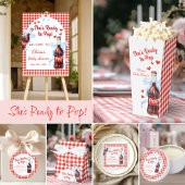 Red & Blue She's Ready to Pop Baby Shower  Spandoek