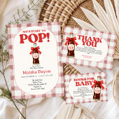 Ze staat op springen Gingham Baby Shower Kaart