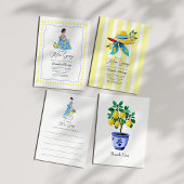 Persoonlijke citroen bruidsfeest monogram ronde sticker