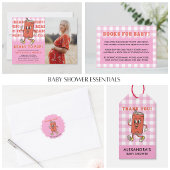 Ze staat op springen Dank je Roze Gingham Cadeaulabel