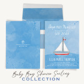 Cute Baby shower Ship Ahoy QR Code Cadeau Registry Uitnodiging Briefkaart