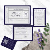 Slanke moderne lijnen Navy & Grey All In One Uitnodiging