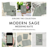 Mini Maat Kalligrafie QR Code Sage Bruiloft Informatiekaartje