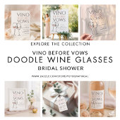 Doodle Wine Bingo Bridal Shower Game card Kaart