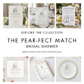 Sage Gingham Pears Pear-fect Match Bridal Shower Kaart