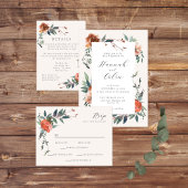 Elegante Marsala Peach Botanical Garden All In One Uitnodiging