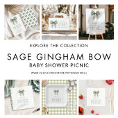 Budget Sage Gingham Bow Baby shower Picknick