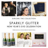 Budget Gold Glitter Script New Years Eve Uitnodigi