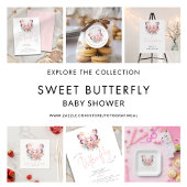 Butterfly Florals Script Display Baby shower Informatiekaartje