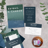 Moderne, minimale Blauwgroen blauwe fotouitnodigin Kaart