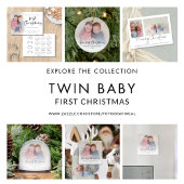 Our First Christmas 2 Photos Script Twin Baby Cera Keramisch Ornament