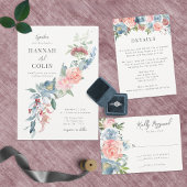 Elegant Dusty Blue en Roos Floral Swag Programmakaart