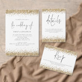 Budget Gold Glitter QR Code Weddenschap Uitnodigin (Personaliseer de collectie van deze zelfstandige maker.)